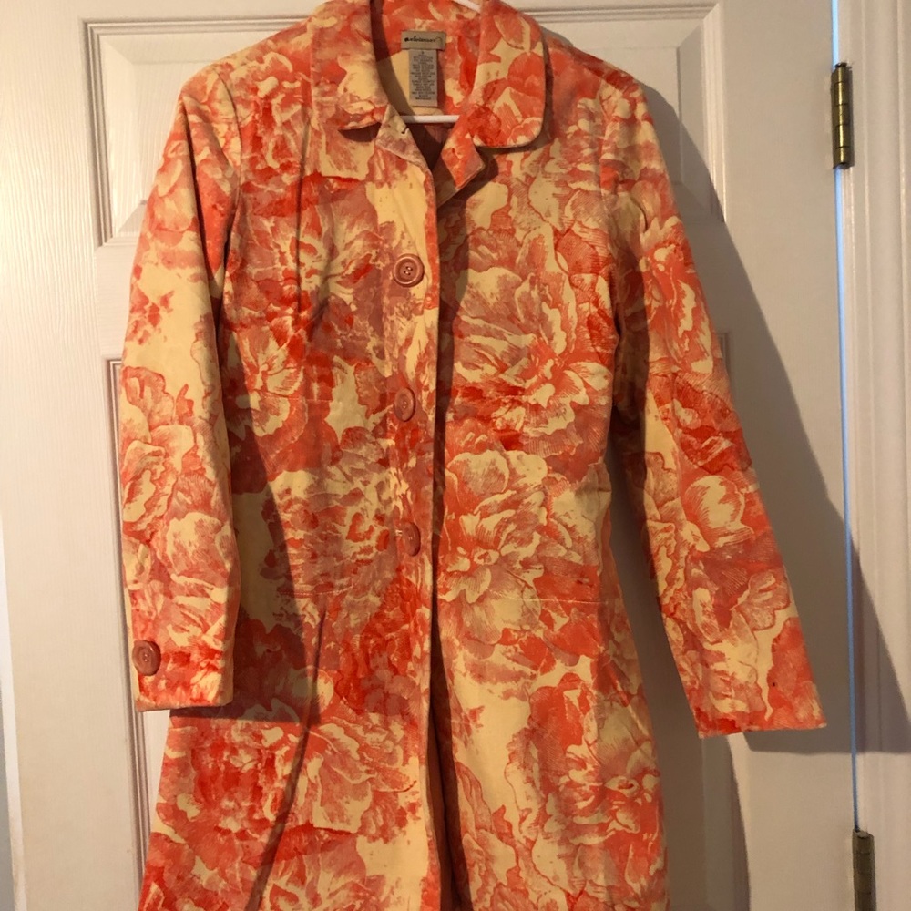 Anthropologie Elevenses Floral Velvet Coat